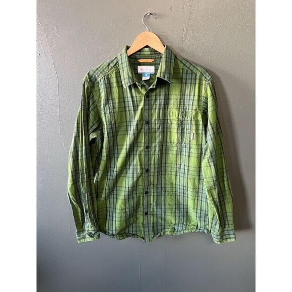 Columbia Mens Green Plaid Long Sleeve Button Up Shirt Size Medium - Picture 1 of 3